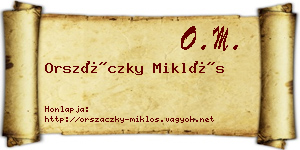 Orszáczky Miklós névjegykártya